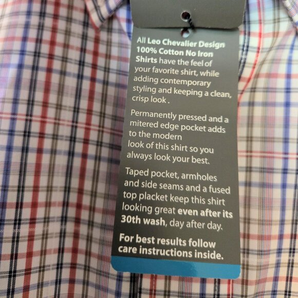 Men's Leo Chevalier 100% cotton No iron short sleeve button down shirt Size1X - Picture 6 of 8